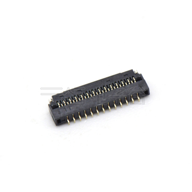 Pitch 0.30mm 90°H1.00mm 卧式下接前掀盖 SMT型 FPC 27pin 黑色 镀半金1u"，其它区域镀镍
